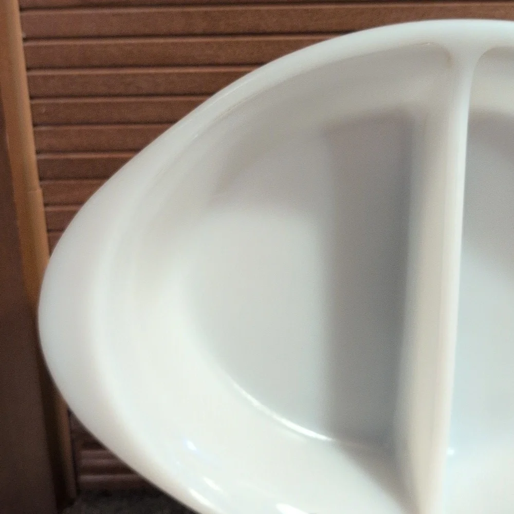Vintage Glasbake White Divided Casserole Dish